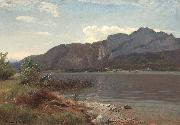 Painting Landskap fra Drachenwand ved Mondsee Hans Gude